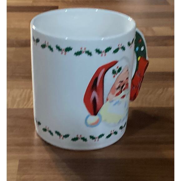 Vintage 1985 Christmas Santa Wreath Handle Coffee Mug The Love Mug - Picture 4 of 10